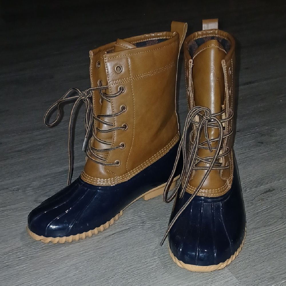 Sporto original duck boot Ariel  Brown and Navy Winter Boots Sz 8.5 EUC